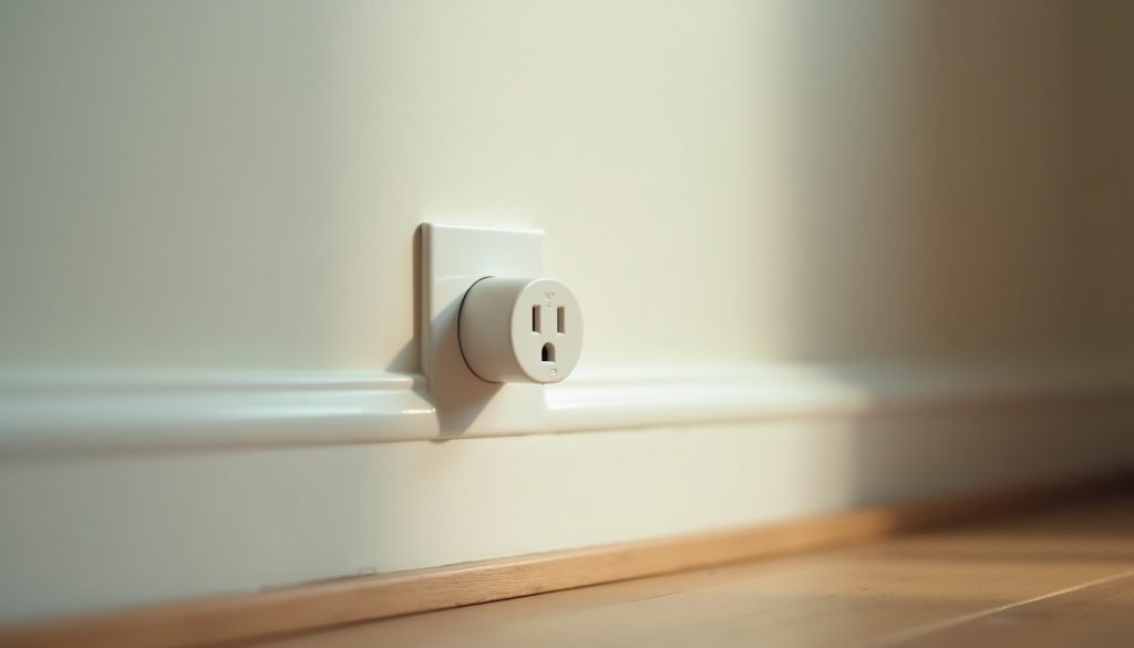 A plug-in ultrasonic pest repeller device in a domestic wall socket at skirting board level