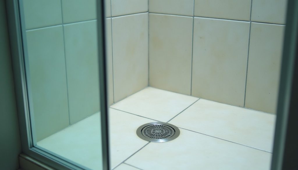 Walk-in shower with a central floor drain