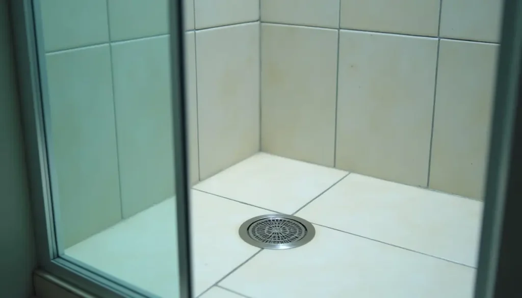 Walk-in shower with a central floor drain