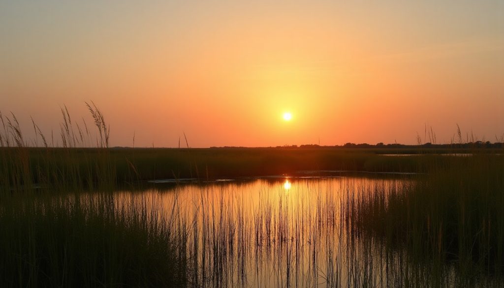 Florida salt marsh at sunset