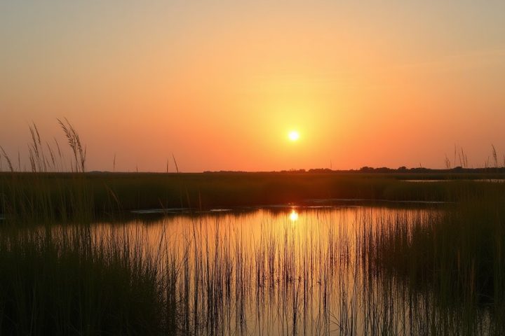 Florida salt marsh at sunset