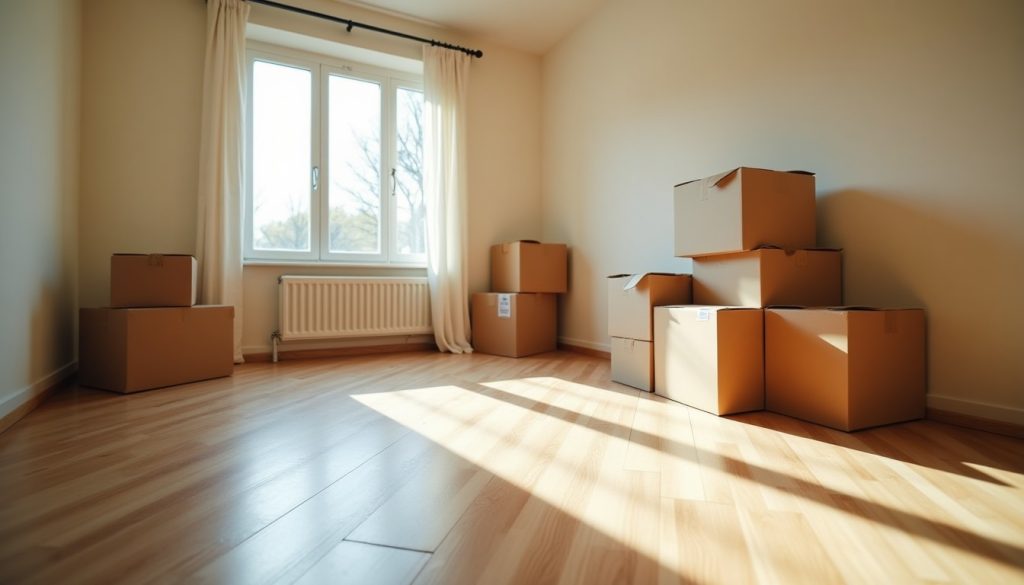 Empty living room in a newly moved-into house