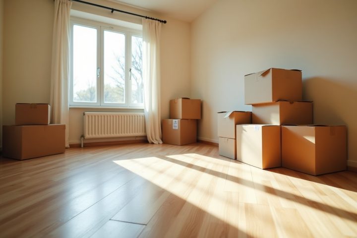 Empty living room in a newly moved-into house
