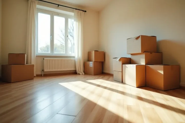 Empty living room in a newly moved-into house