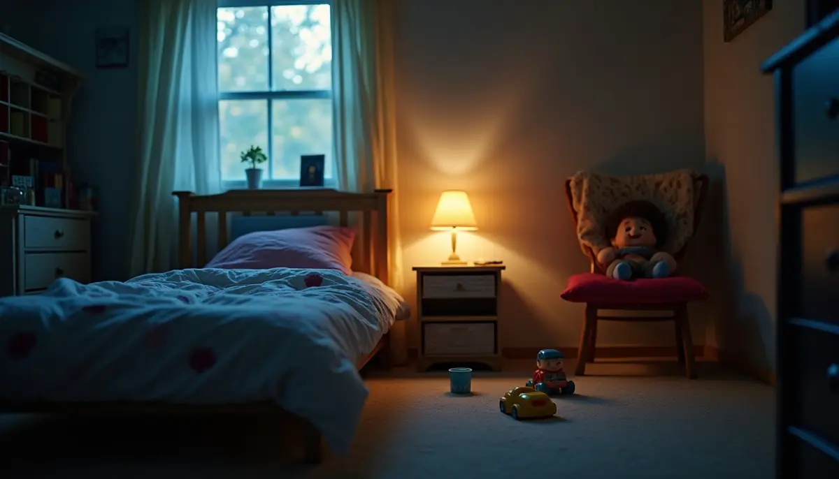 Child's bedroom at night with a night light
