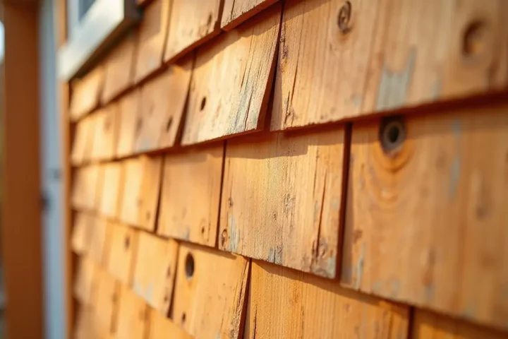 Cedar shingle siding on the side of a house