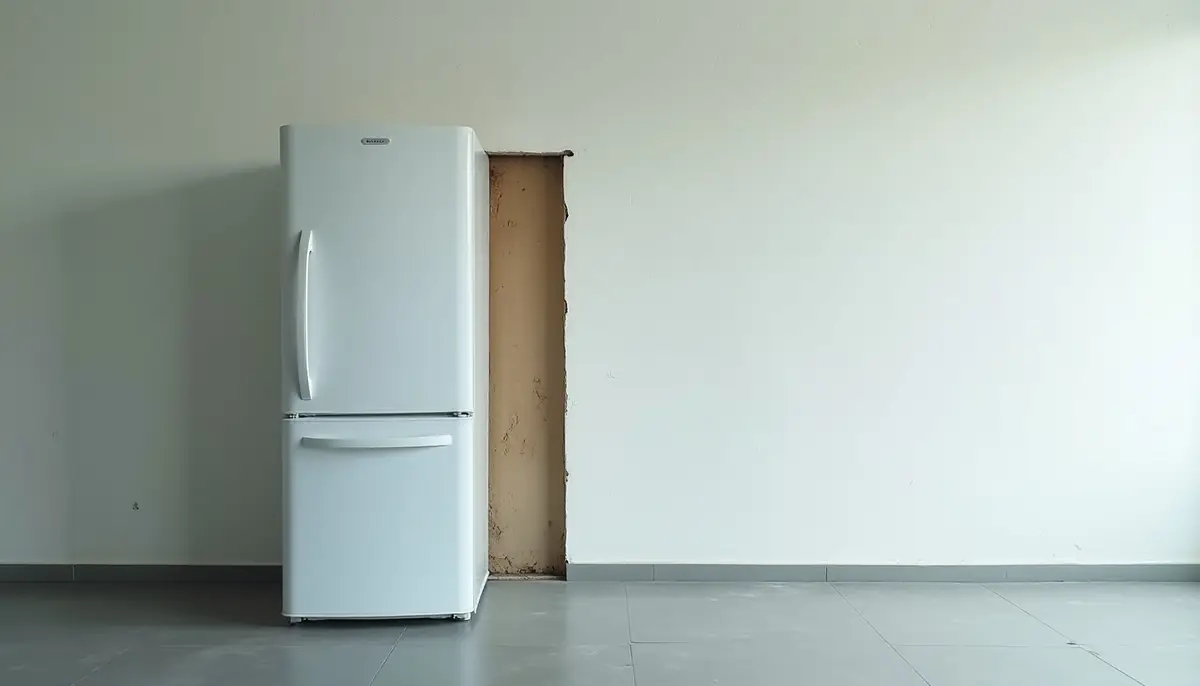 Refrigerator pulled away from the wall