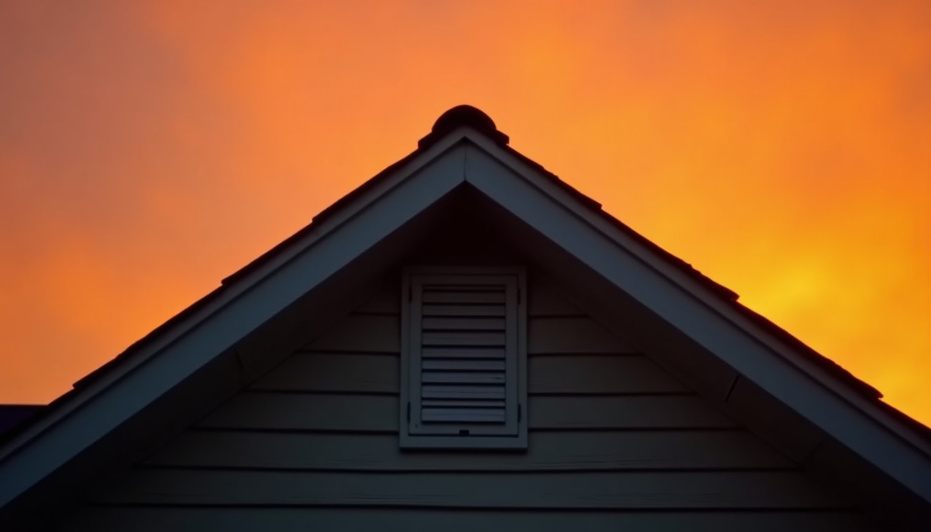 Gable vent of a roof at dusk