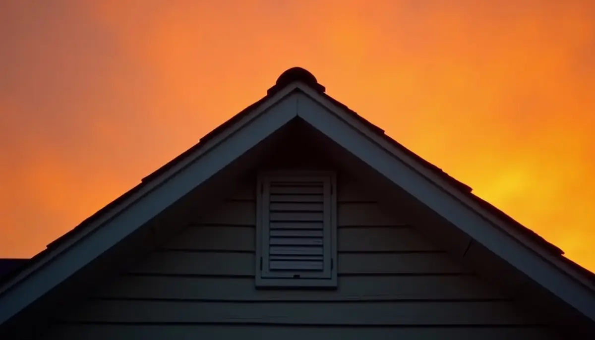 Gable vent of a roof at dusk