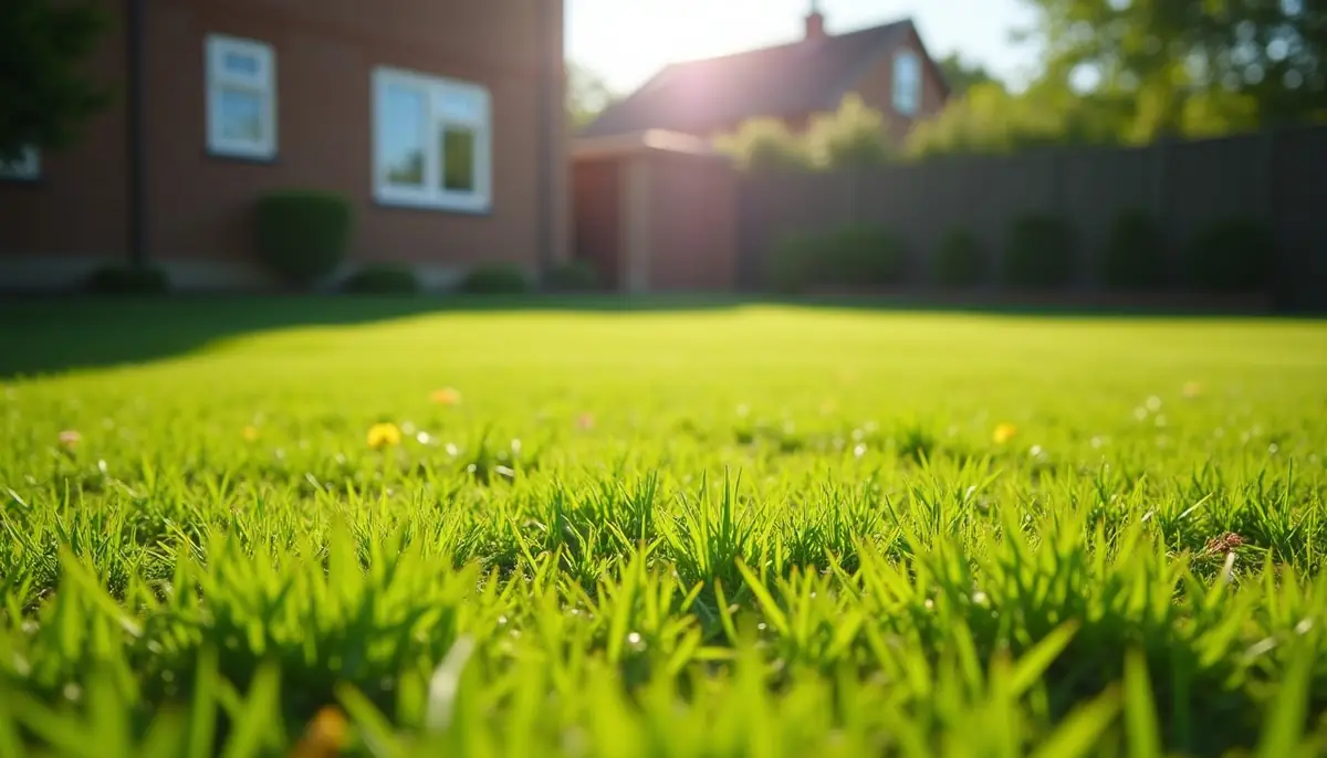 Sunny open lawn mown short