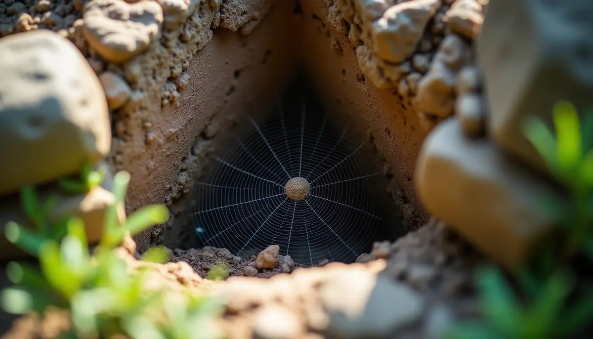 Spider web in a basement window well