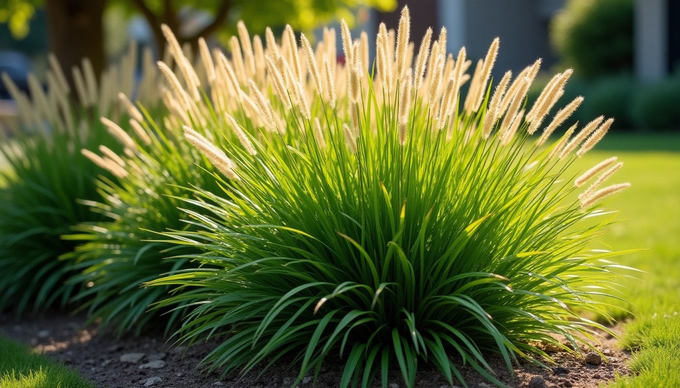 Clump of citronella grass in a garden bed