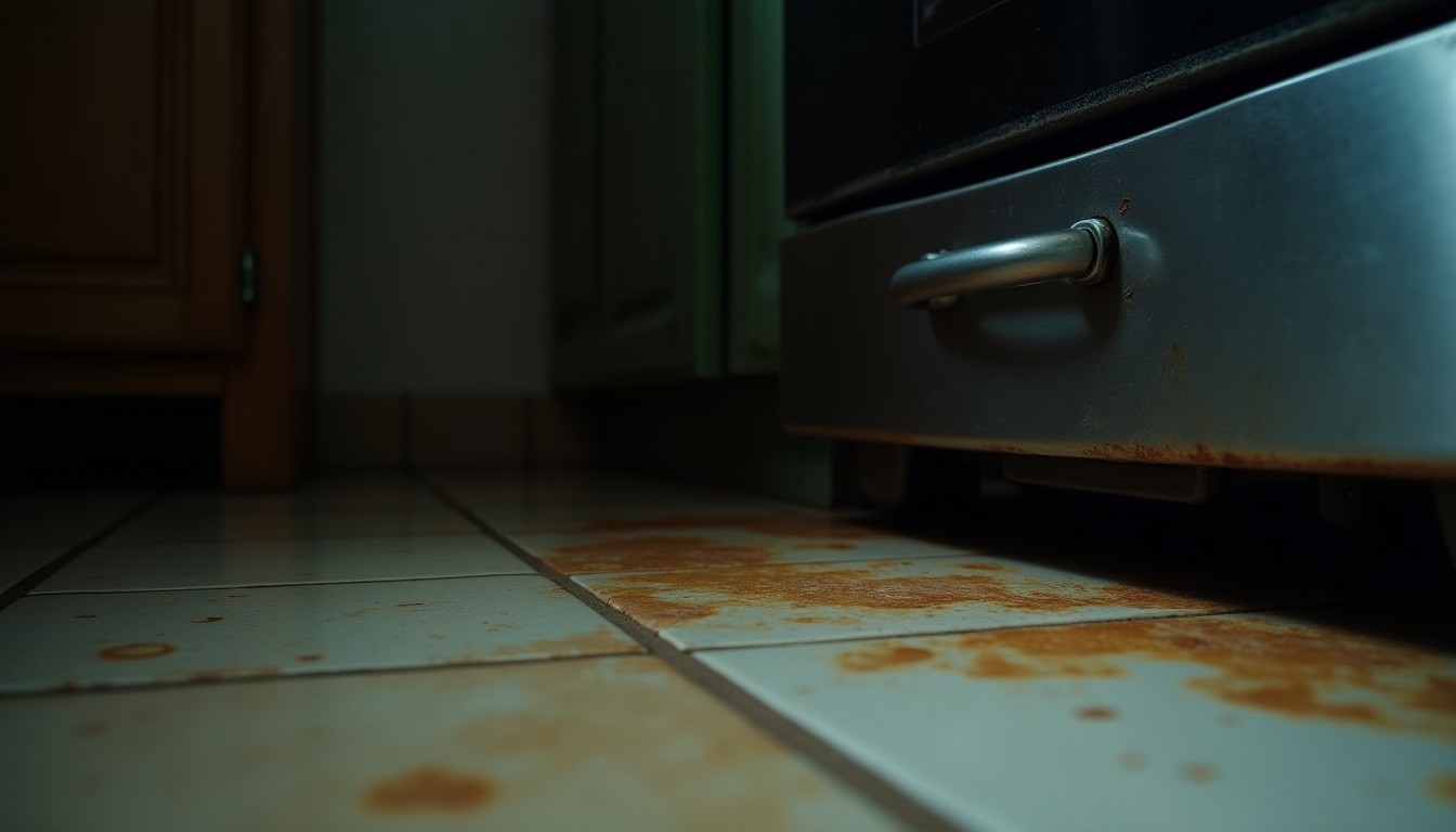 Dark corner behind a stove