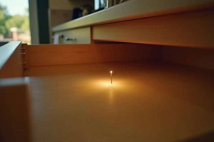 Underside of a kitchen drawer seen from below