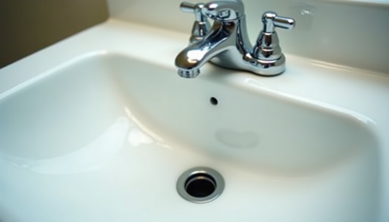 Bathroom sink drain close view
