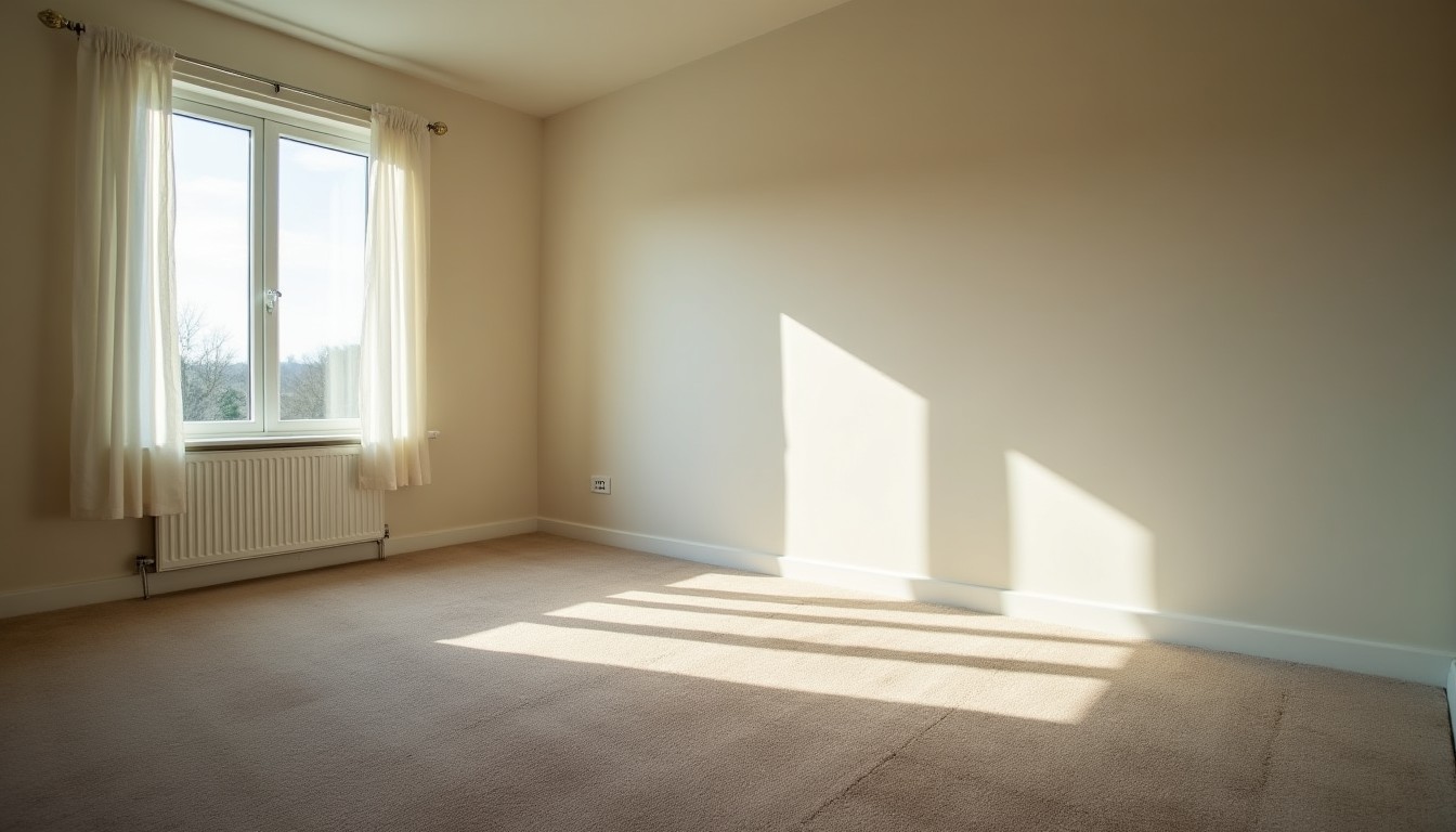 Empty carpeted room in a vacant house