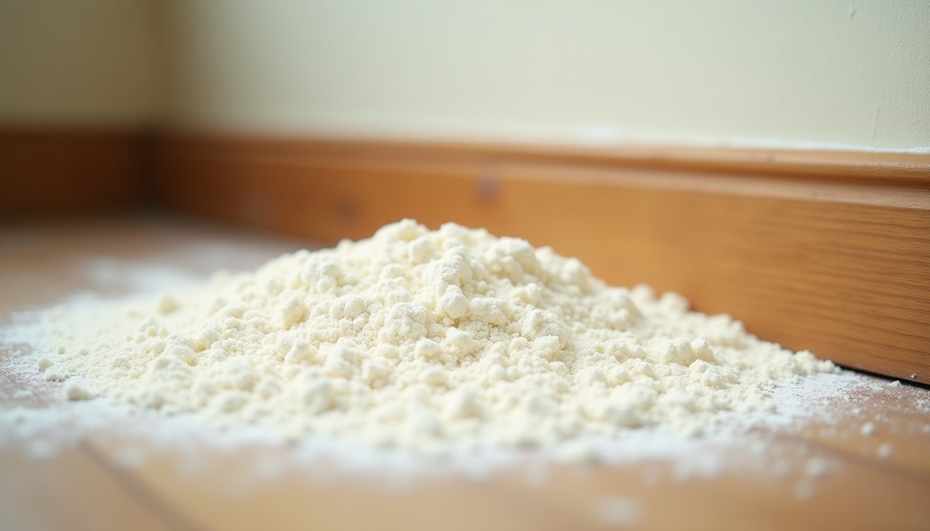 Thin patch of flour by a skirting board
