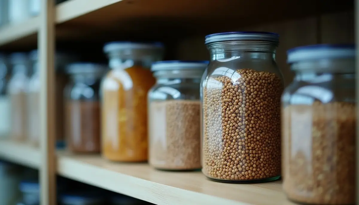 Storage cupboard with sealed containers