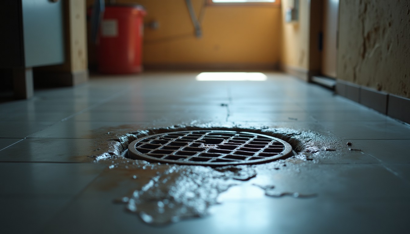 Floor drain in a basement