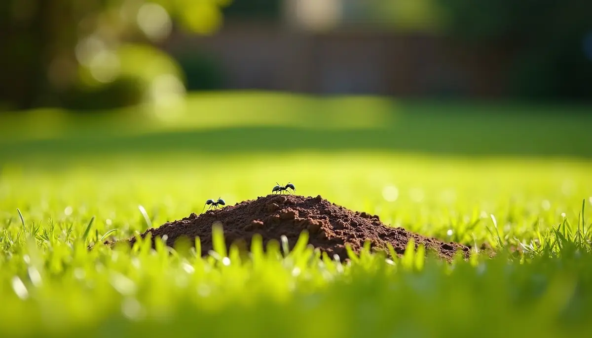 Ant mound in a sunny lawn