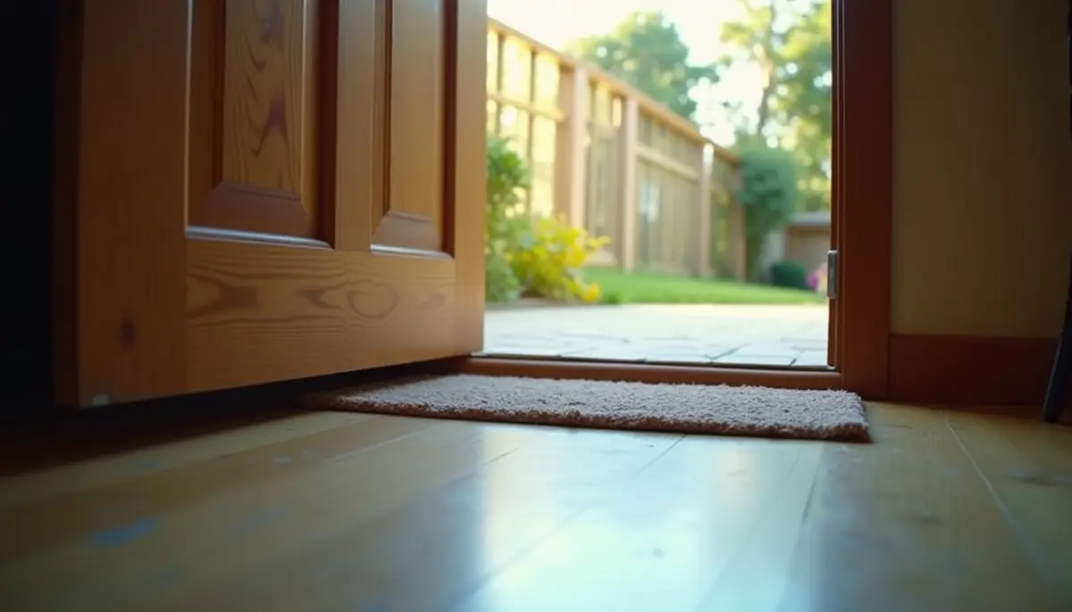 Door sweep at the bottom of a back door