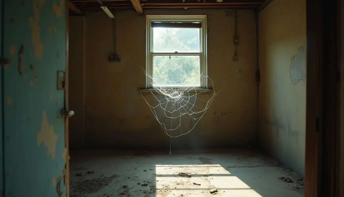 Basement corner with an old cobweb
