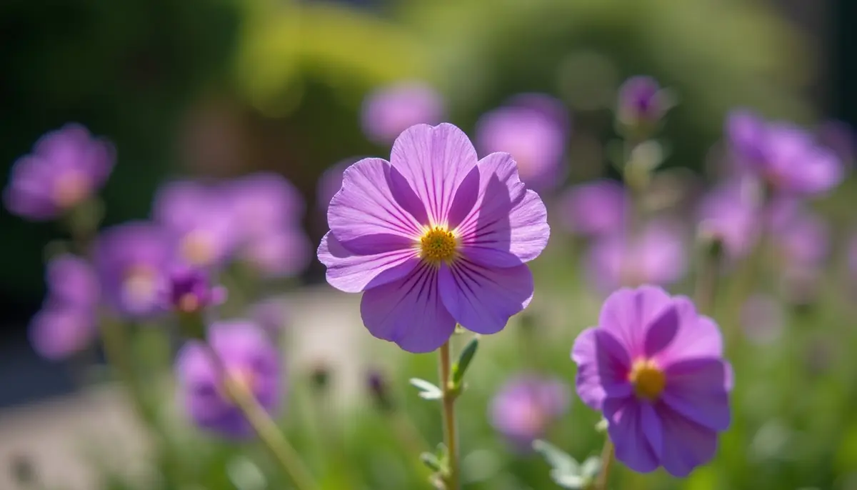 Purple flowers in a sunny garden
