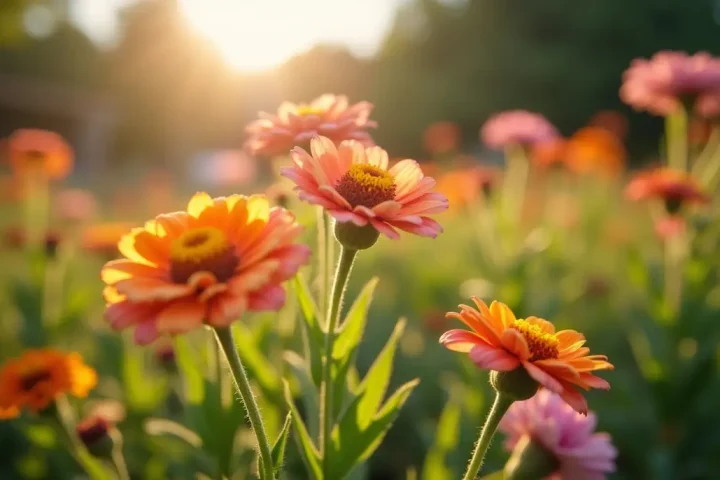 Flowering garden in summer sun