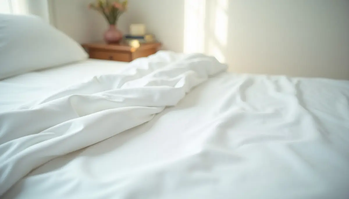 White sheet pulled back on a bed