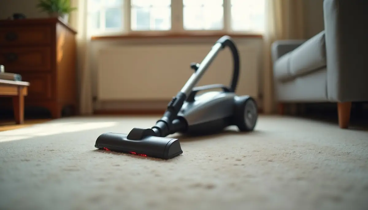 Vacuum cleaner on a living room carpet