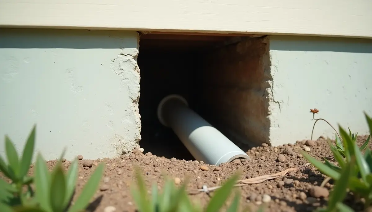 Gap around a pipe entering a house wall