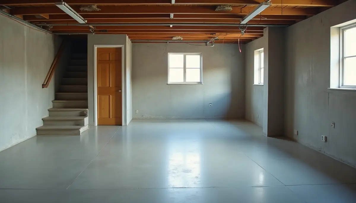 Unfinished basement with a concrete floor