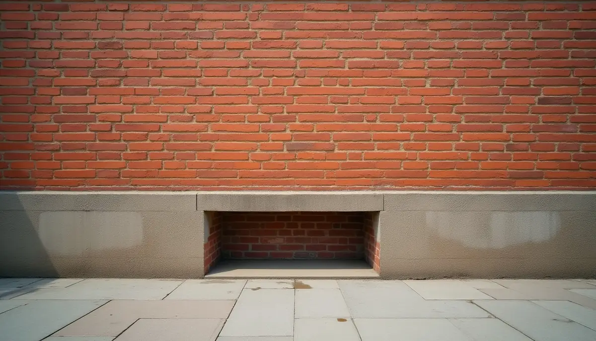 Brick wall base with a gap at ground level