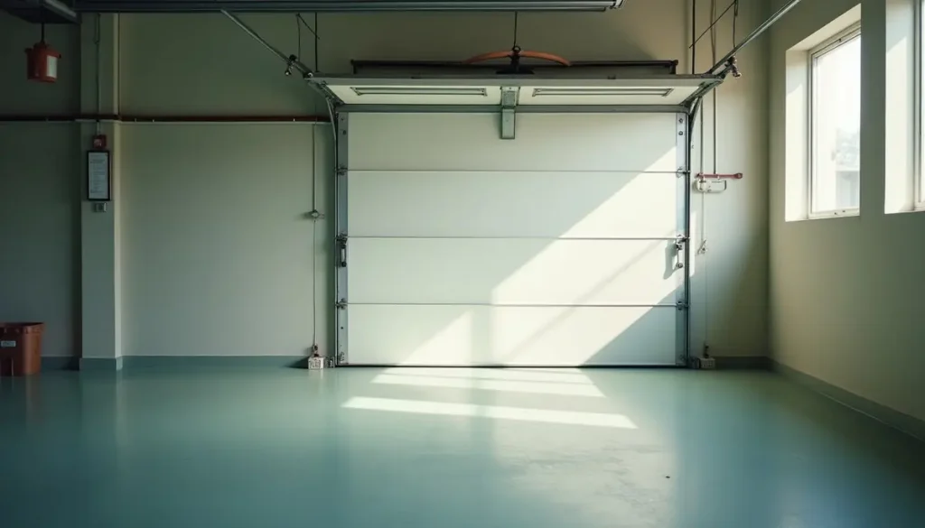Garage floor along a wall in soft light