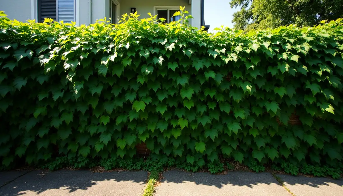 Dense ivy growing over a garden wall