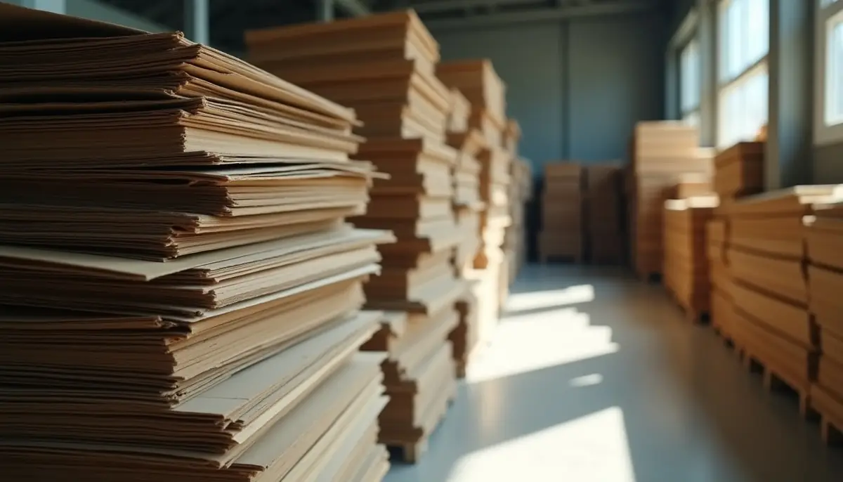 Stack of old cardboard and paper in a store room