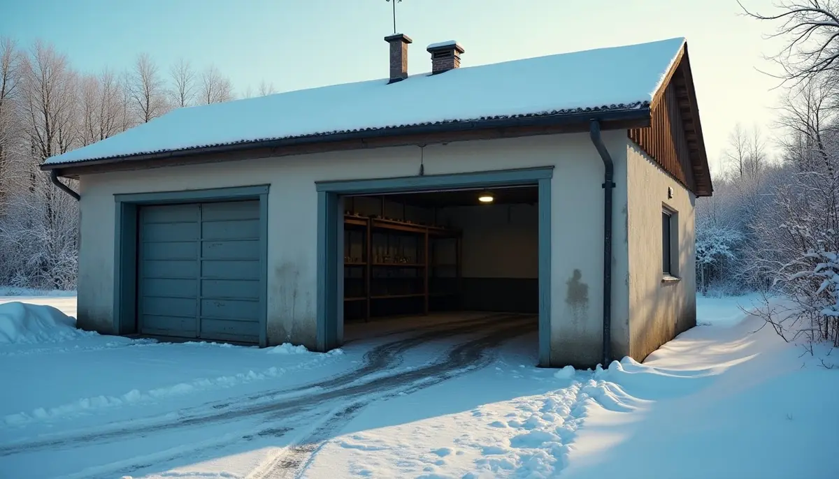Cold garage in winter