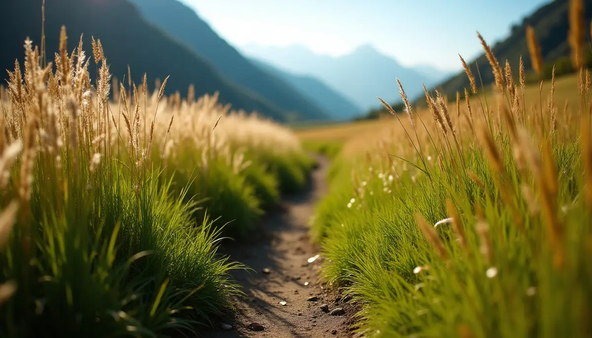 Hiking trail through tall grass