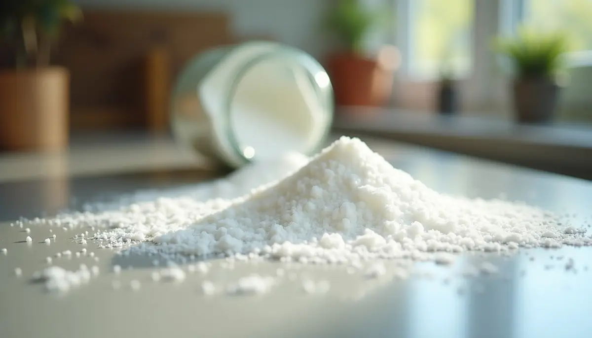 Spilled sugar on a countertop