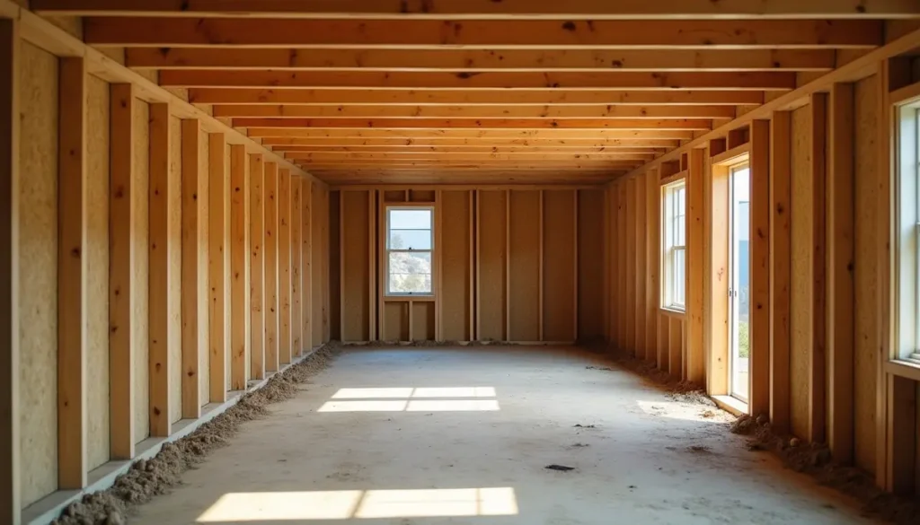 Wooden house foundation and crawlspace