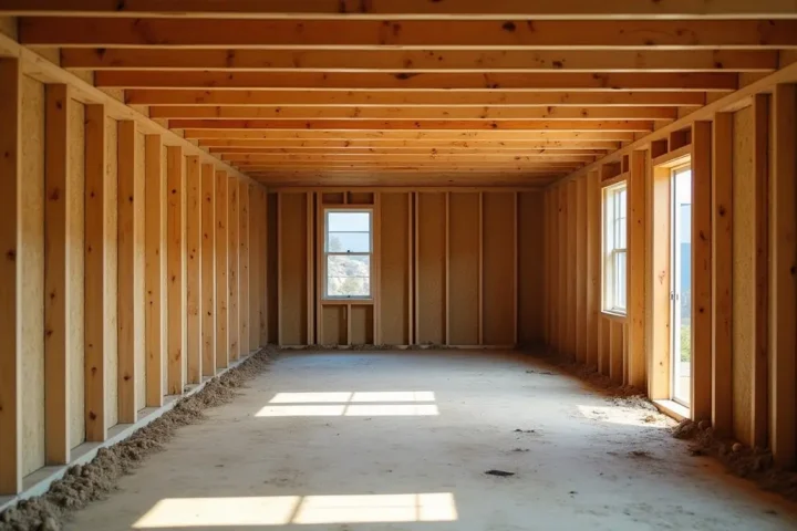 Wooden house foundation and crawlspace